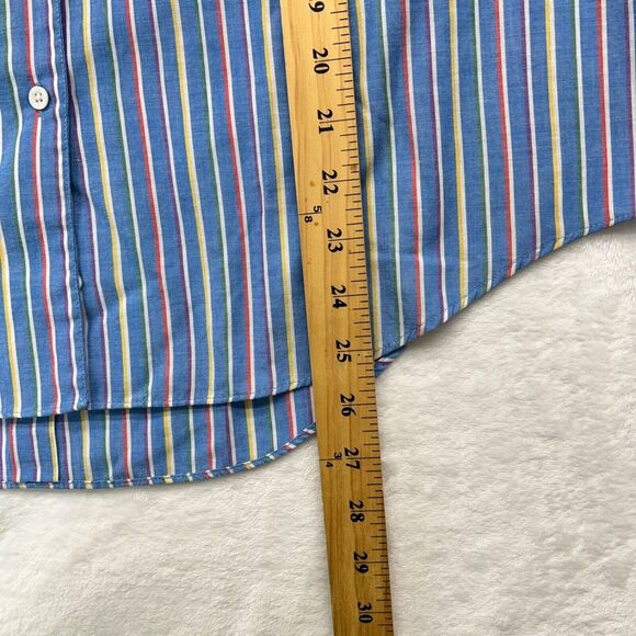 Vtg. Dana Alexander Button up Blouse Women's 16 Stripped Blue Short Sleeve - Picture 6 of 7